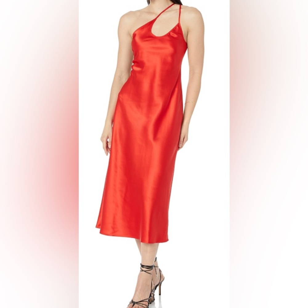 New - The Drop Ashley Flame Red Satin Slip Dress